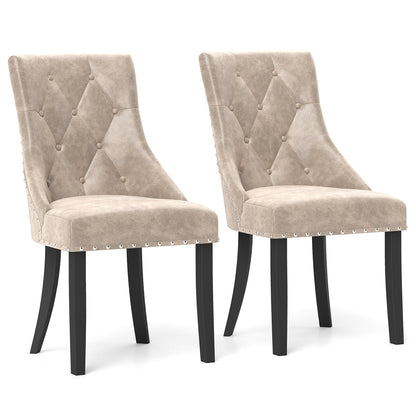 Tufted Wingback Upholstered Dining Chairs, Set of 2, Light Brown Dining Chairs Light Brown at Gallery Canada