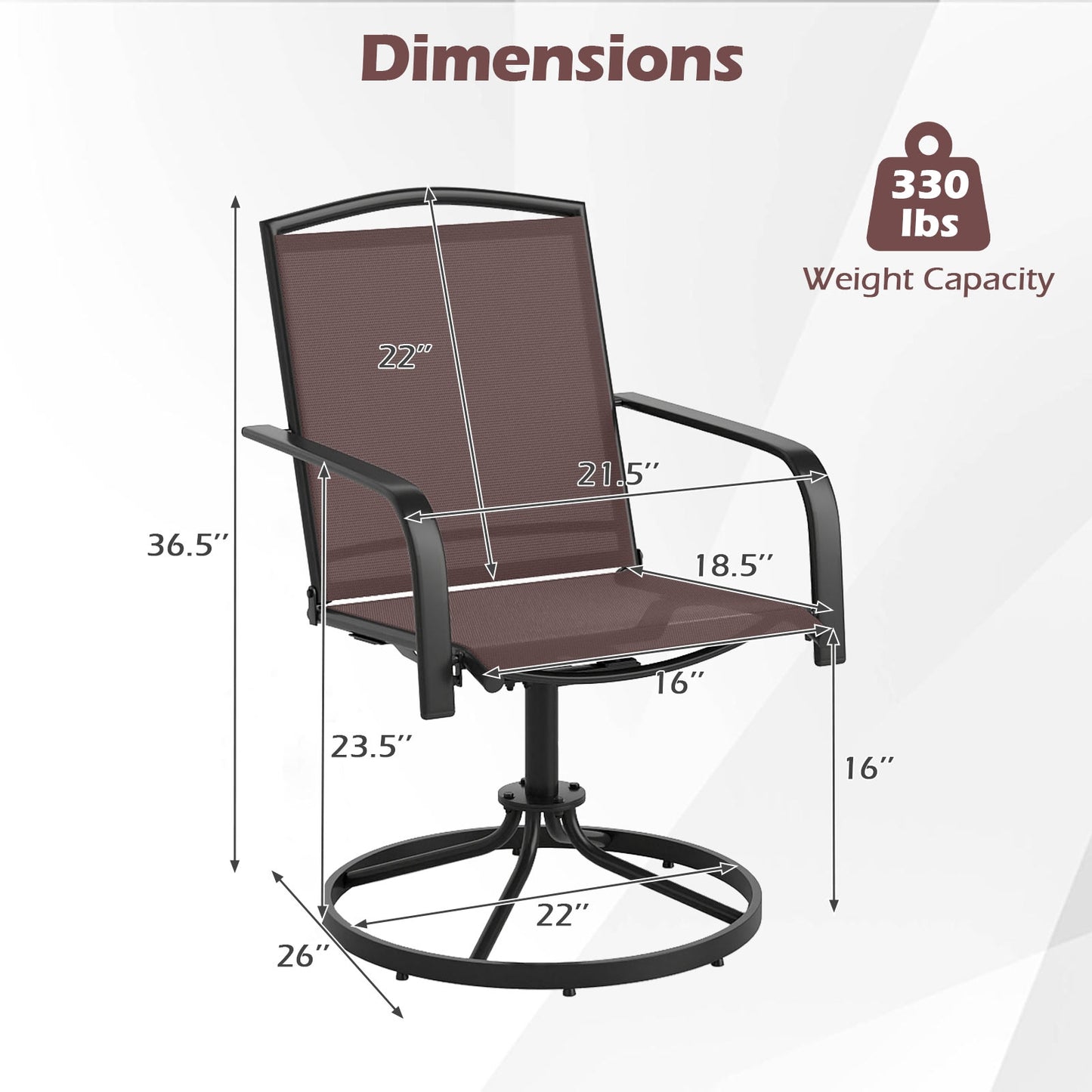 Outdoor Swivel Chairs, Set of 2, High Back, Breathable Seat, Coffee Patio Rocking Chairs & Gliders at Gallery Canada