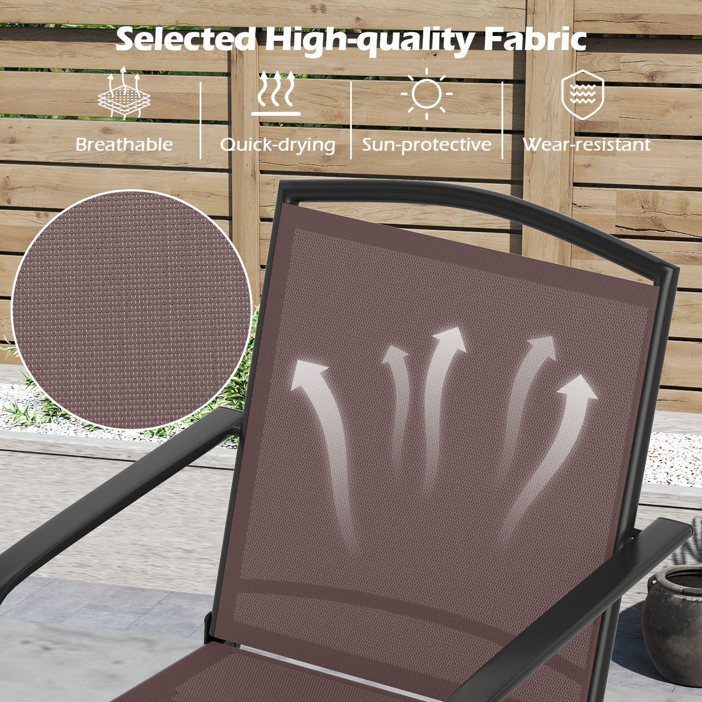 Outdoor Swivel Chairs, Set of 2, High Back, Breathable Seat, Coffee Patio Rocking Chairs & Gliders at Gallery Canada