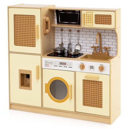 Kids Wooden Kitchen Playset With Lights, Sounds, Yellow Play Kitchen Sets Yellow at Gallery Canada