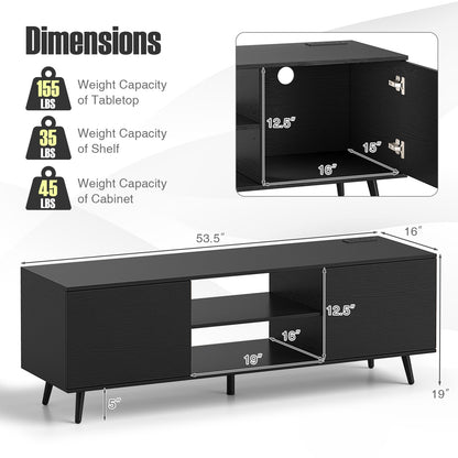 TV Stand With Power Outlets, Adjustable Shelf, 60 Inch, Black Entertainment Centers & TV Stands at Gallery Canada