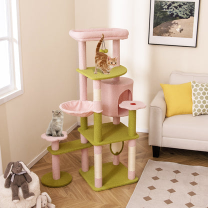58 Inch Tall Multi-Level Cat Tree, Kitten Tower, Pink Cat Trees Condos & Scratchers at Gallery Canada