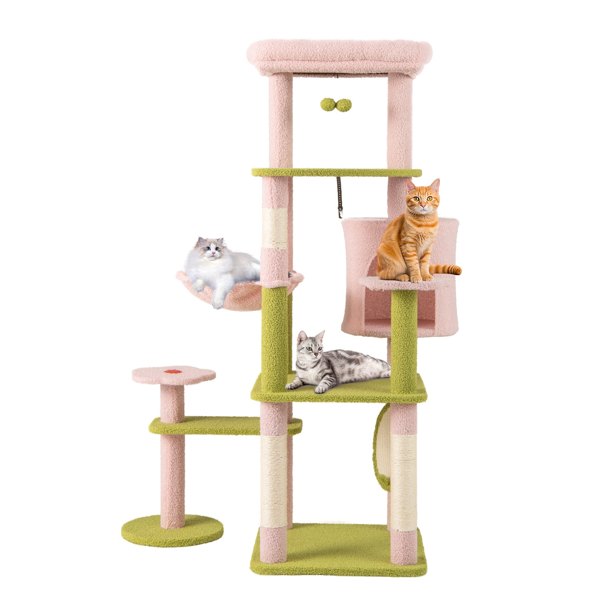 58 Inch Tall Multi-Level Cat Tree, Kitten Tower, Pink Cat Trees Condos & Scratchers at Gallery Canada
