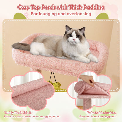 58 Inch Tall Multi-Level Cat Tree, Kitten Tower, Pink Cat Trees Condos & Scratchers at Gallery Canada