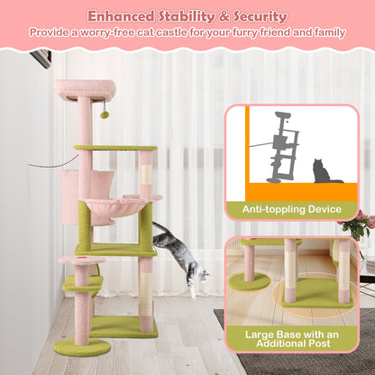 58 Inch Tall Multi-Level Cat Tree, Kitten Tower, Pink Cat Trees Condos & Scratchers at Gallery Canada