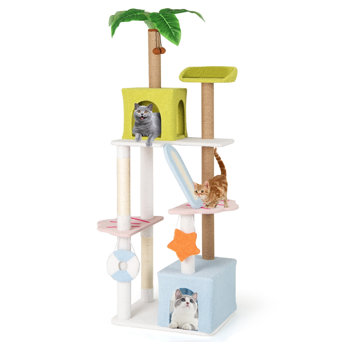 71 Inch Cat Tree, Multi-Level Beach-Themed Kitten Tower, Multicolor Cat Trees Condos & Scratchers at Gallery Canada