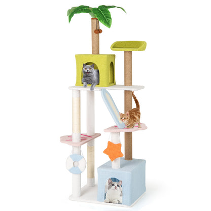 71 Inch Cat Tree, Multi-Level Beach-Themed Kitten Tower, Multicolor Cat Trees Condos & Scratchers at Gallery Canada