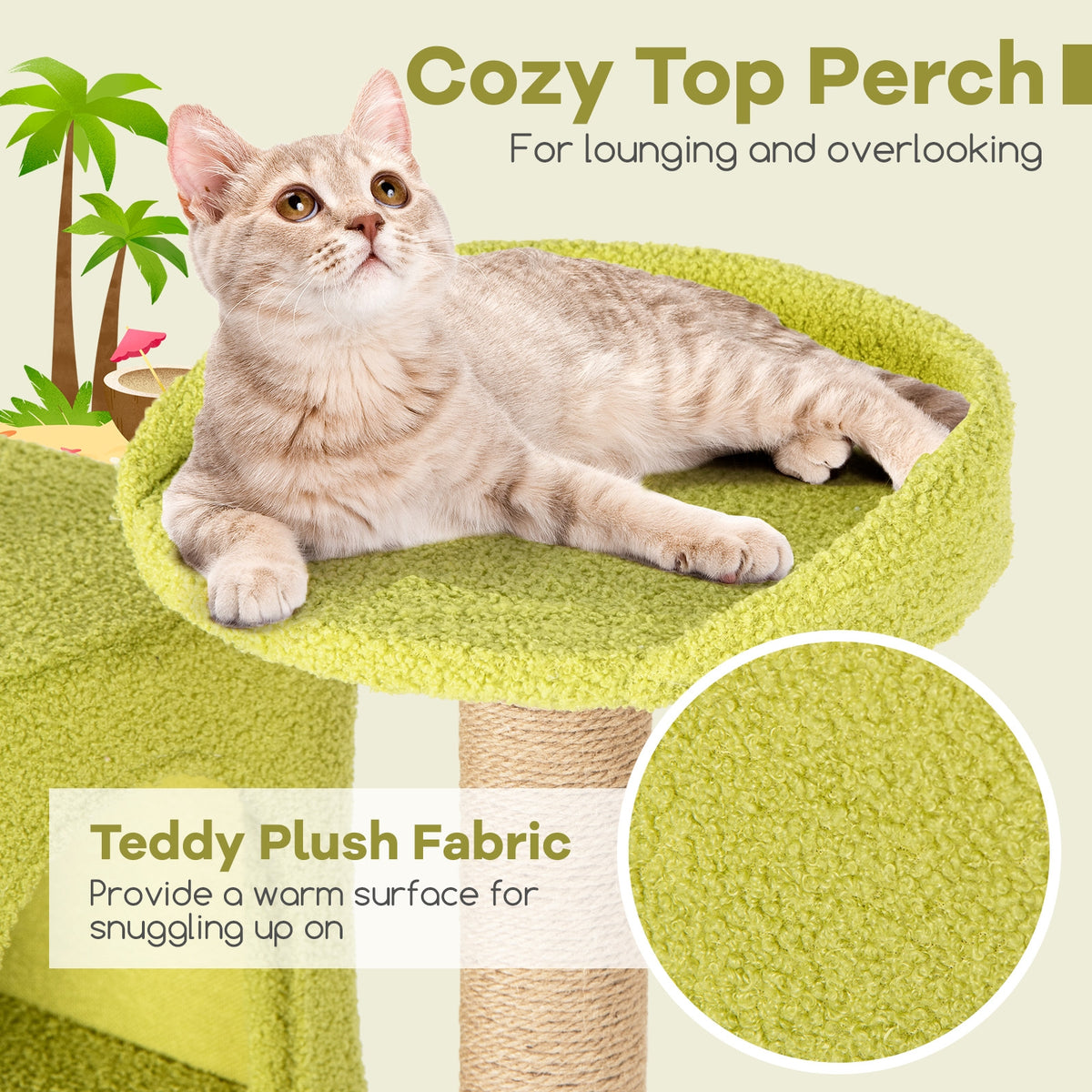 71 Inch Cat Tree, Multi-Level Beach-Themed Kitten Tower, Multicolor Cat Trees Condos & Scratchers at Gallery Canada