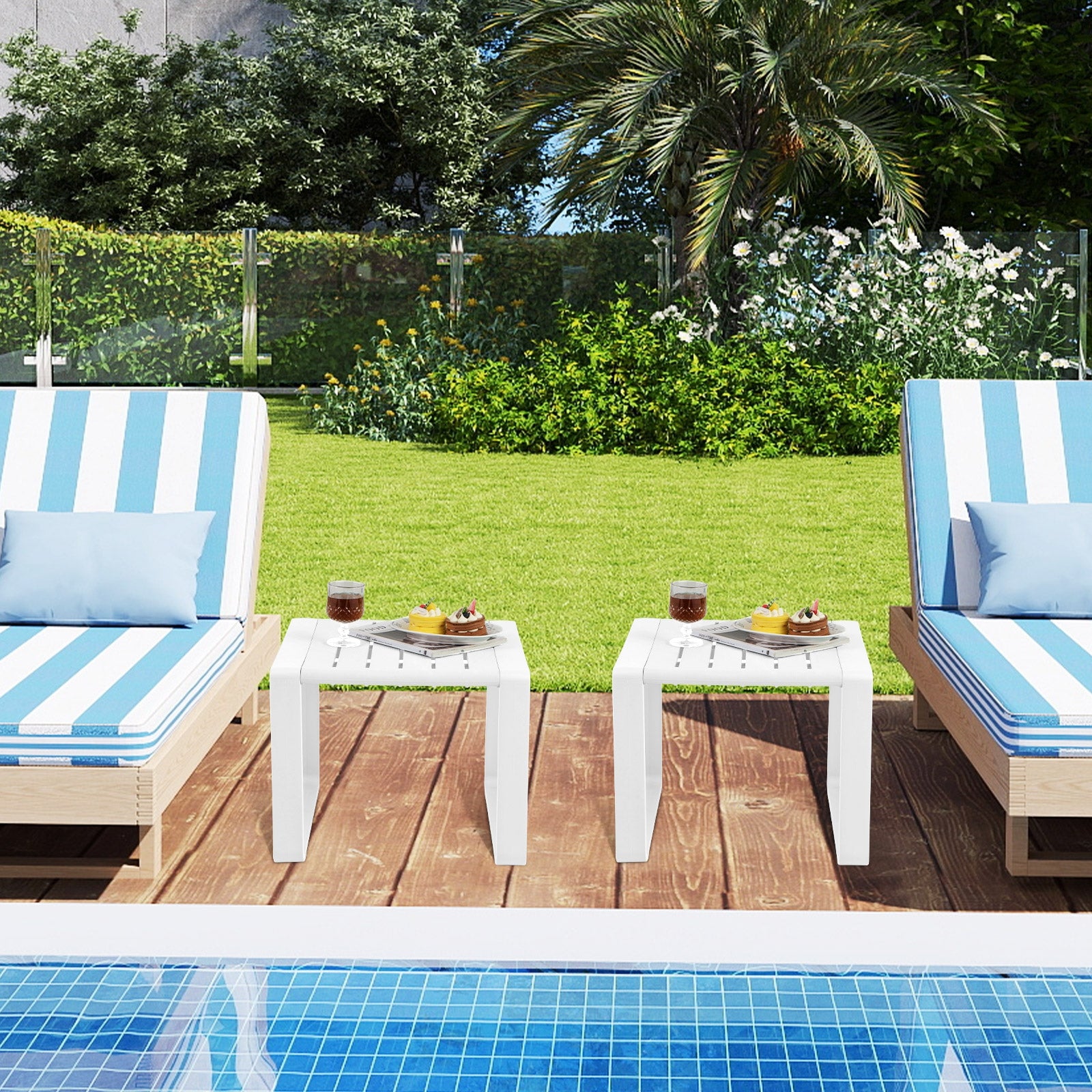 Weather Resistant Adirondack Outdoor Side Table Set, White Patio Coffee Tables at Gallery Canada