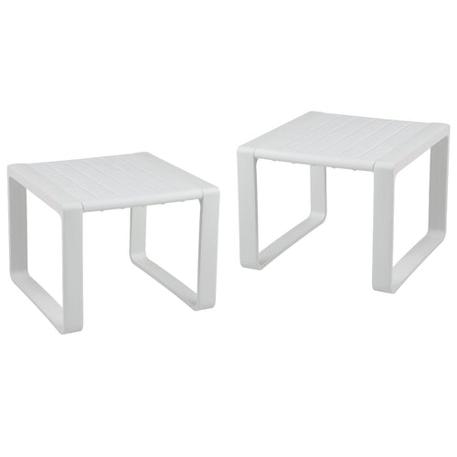 Weather Resistant Adirondack Outdoor Side Table Set, White