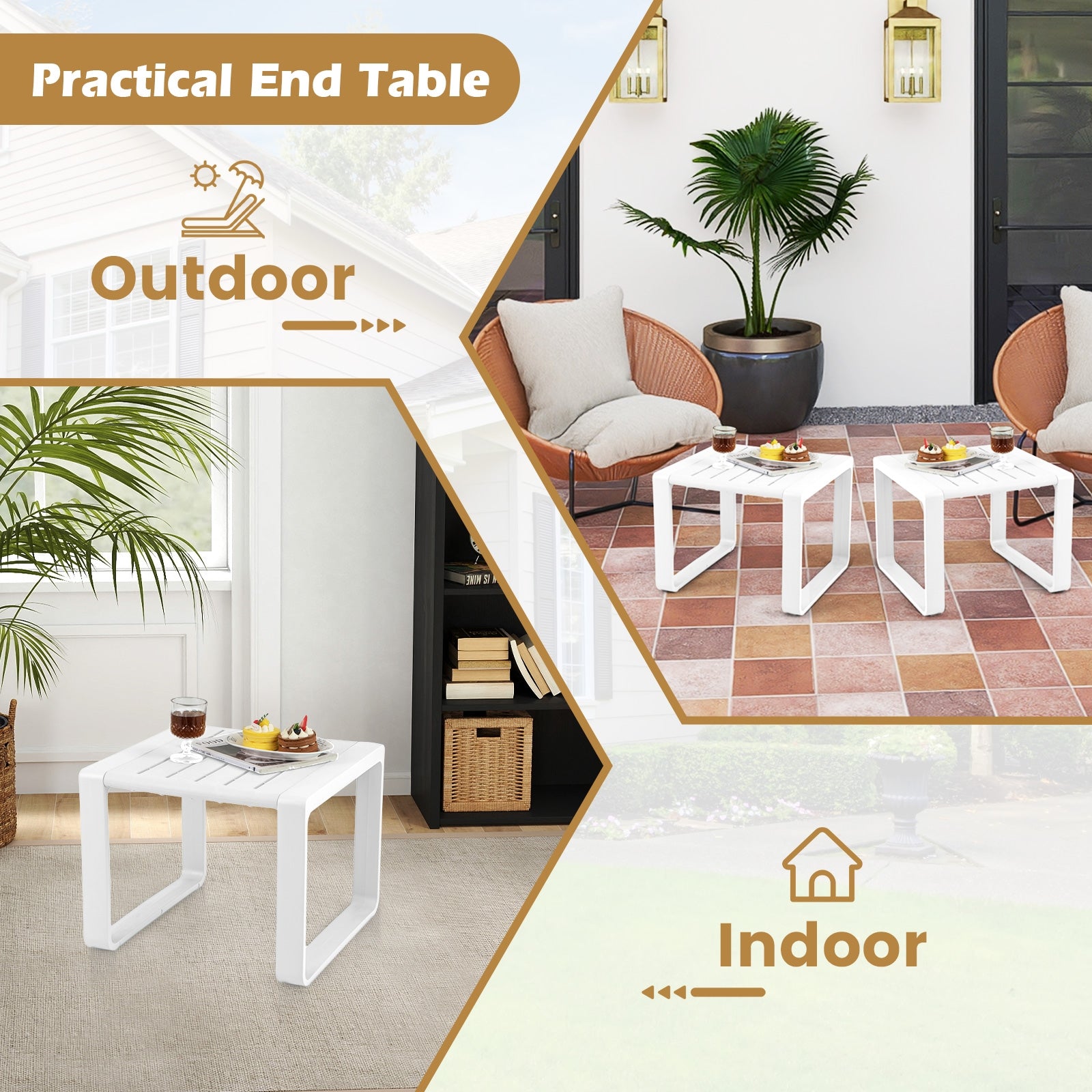 Weather Resistant Adirondack Outdoor Side Table Set, White Patio Coffee Tables at Gallery Canada