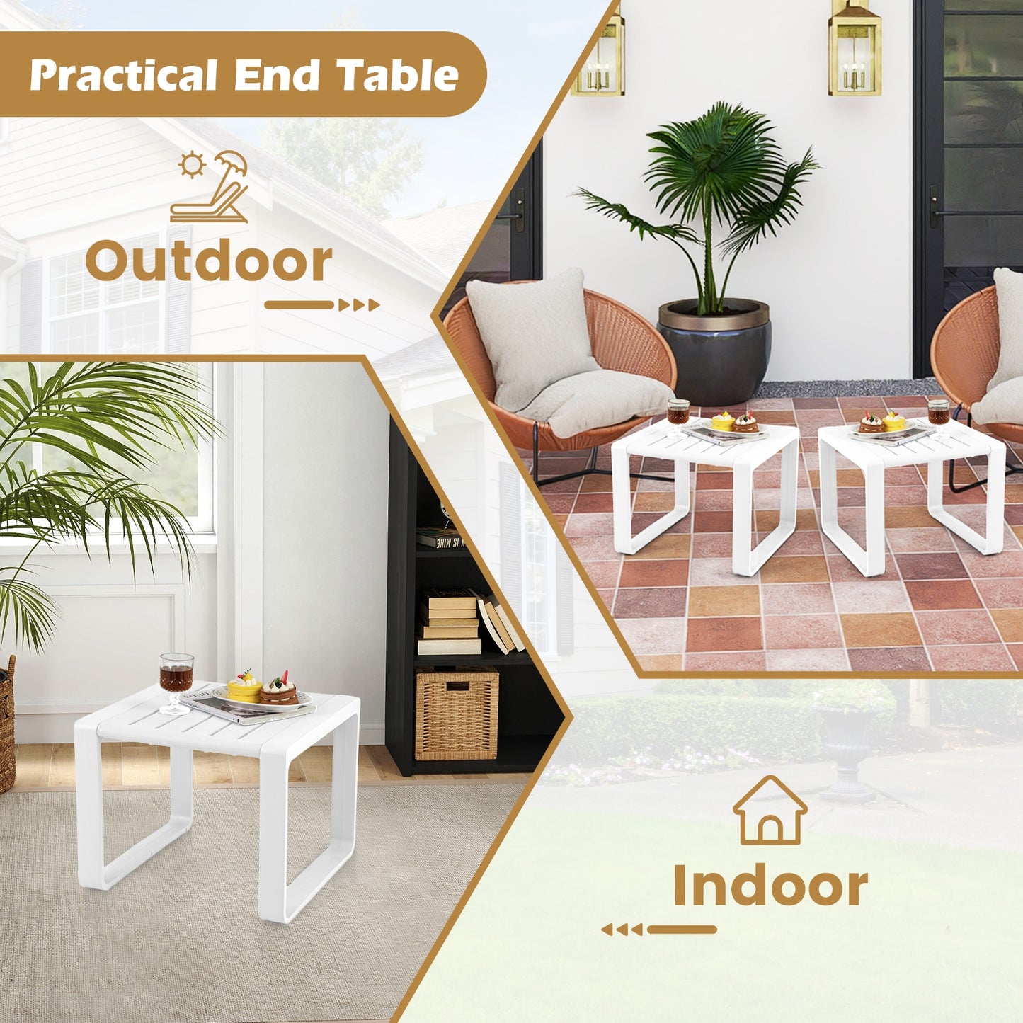 Weather Resistant Adirondack Outdoor Side Table Set, White Patio Coffee Tables at Gallery Canada