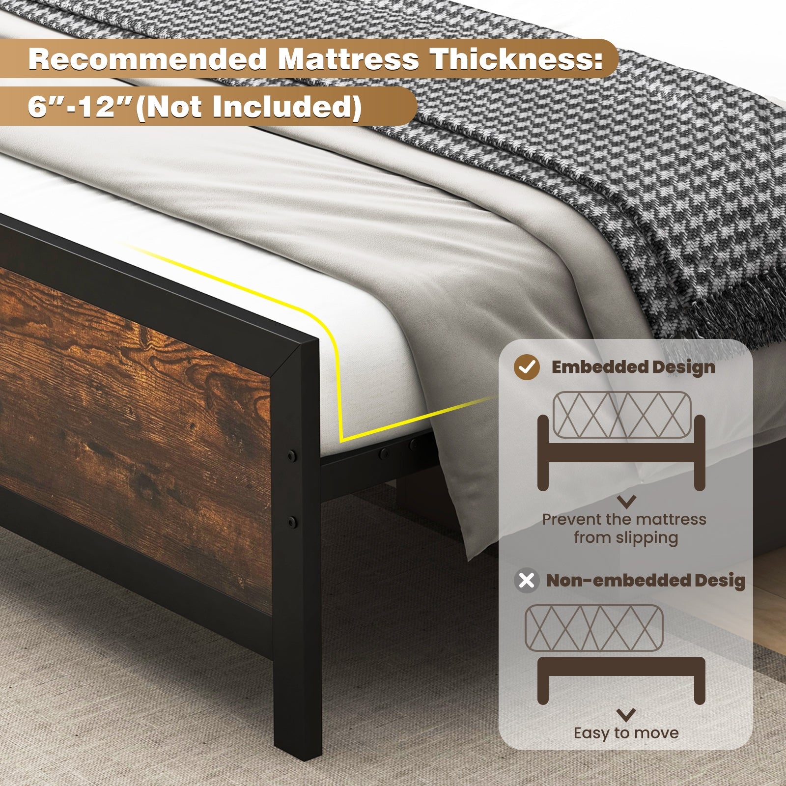 Metal Bed Frame With Headboard, Footboard, Queen Size Simple Bed Frame at Gallery Canada