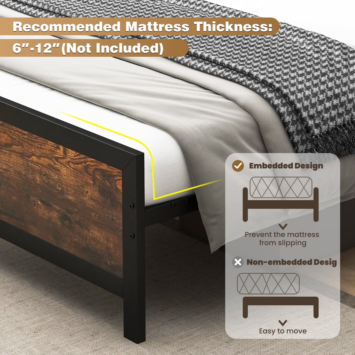 Metal Bed Frame With Headboard, Footboard, Queen Size Simple Bed Frame at Gallery Canada