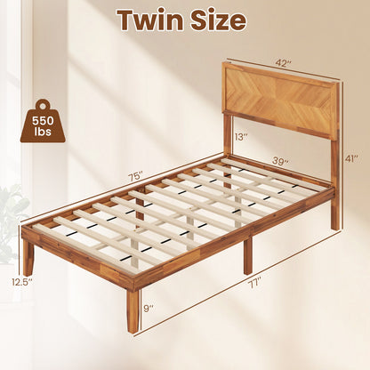 Twin Size Bed Frame With Headboard And Storage, Natural Simple Bed Frame at Gallery Canada
