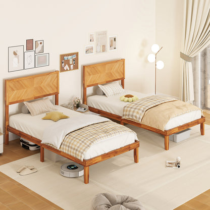 Twin Size Bed Frame With Headboard And Storage, Natural Simple Bed Frame at Gallery Canada