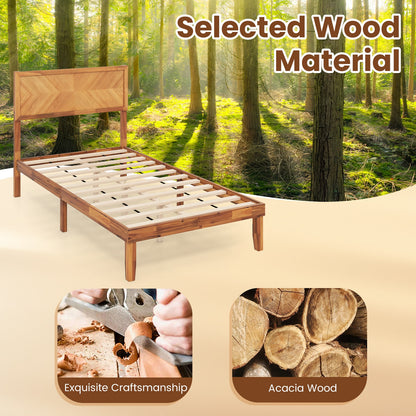 Twin Size Bed Frame With Headboard And Storage, Natural Simple Bed Frame at Gallery Canada