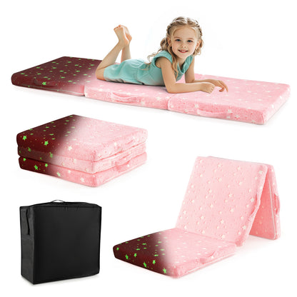 Foldable Kids Floor Mattress, Washable Flannel Cover, Pink Mattresses at Gallery Canada