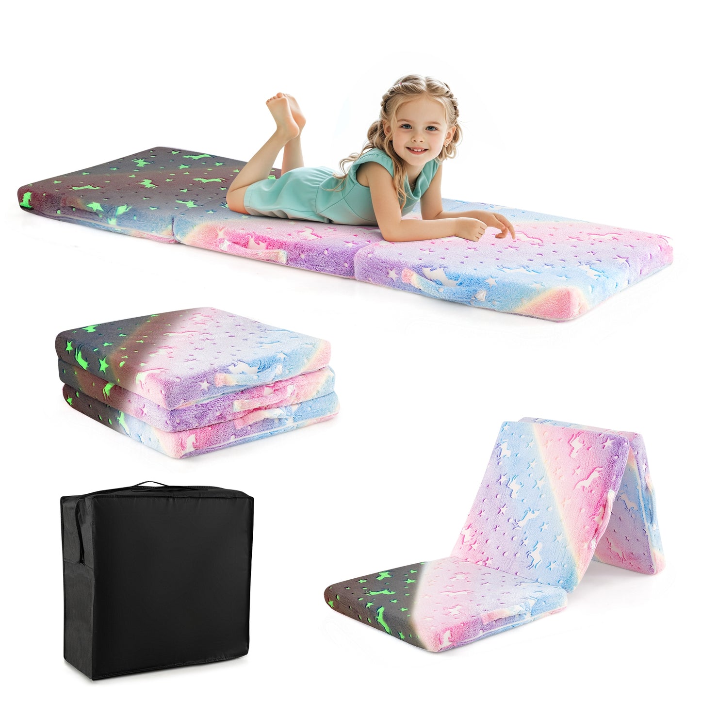 Foldable Floor Mattress, Kids, Washable Flannel Cover, Multicolor Mattresses at Gallery Canada