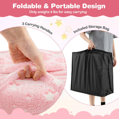Foldable Kids Floor Mattress, Washable Flannel Cover, Pink Mattresses at Gallery Canada