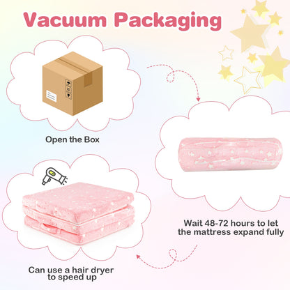 Foldable Kids Floor Mattress, Washable Flannel Cover, Pink Mattresses at Gallery Canada