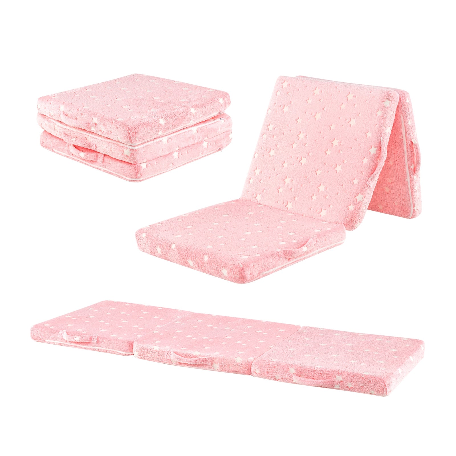 Foldable Kids Floor Mattress, Washable Flannel Cover, Pink Mattresses at Gallery Canada