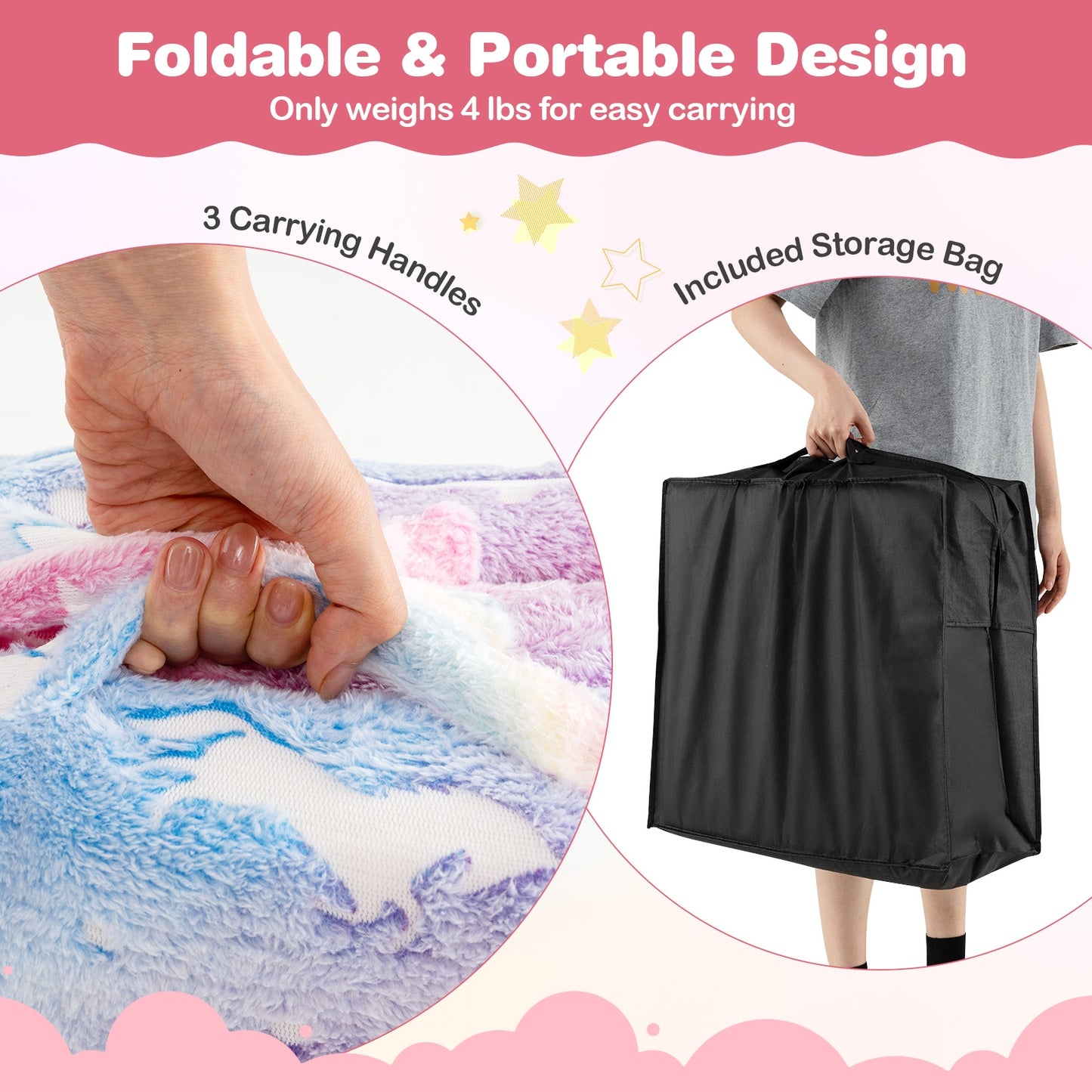 Foldable Floor Mattress, Kids, Washable Flannel Cover, Multicolor Mattresses at Gallery Canada