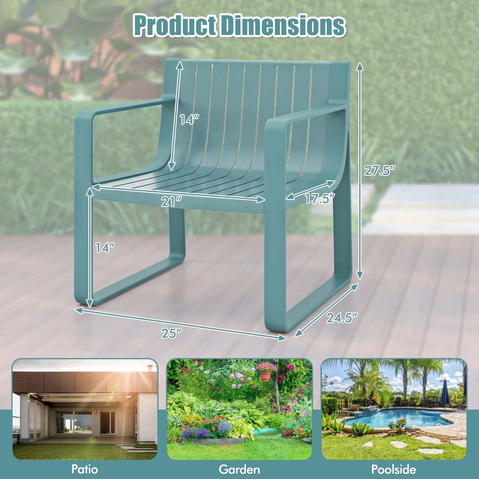 Patio Chairs Set Of 2, Curved Backrests And Seats, Blue Patio Dining Chairs at Gallery Canada