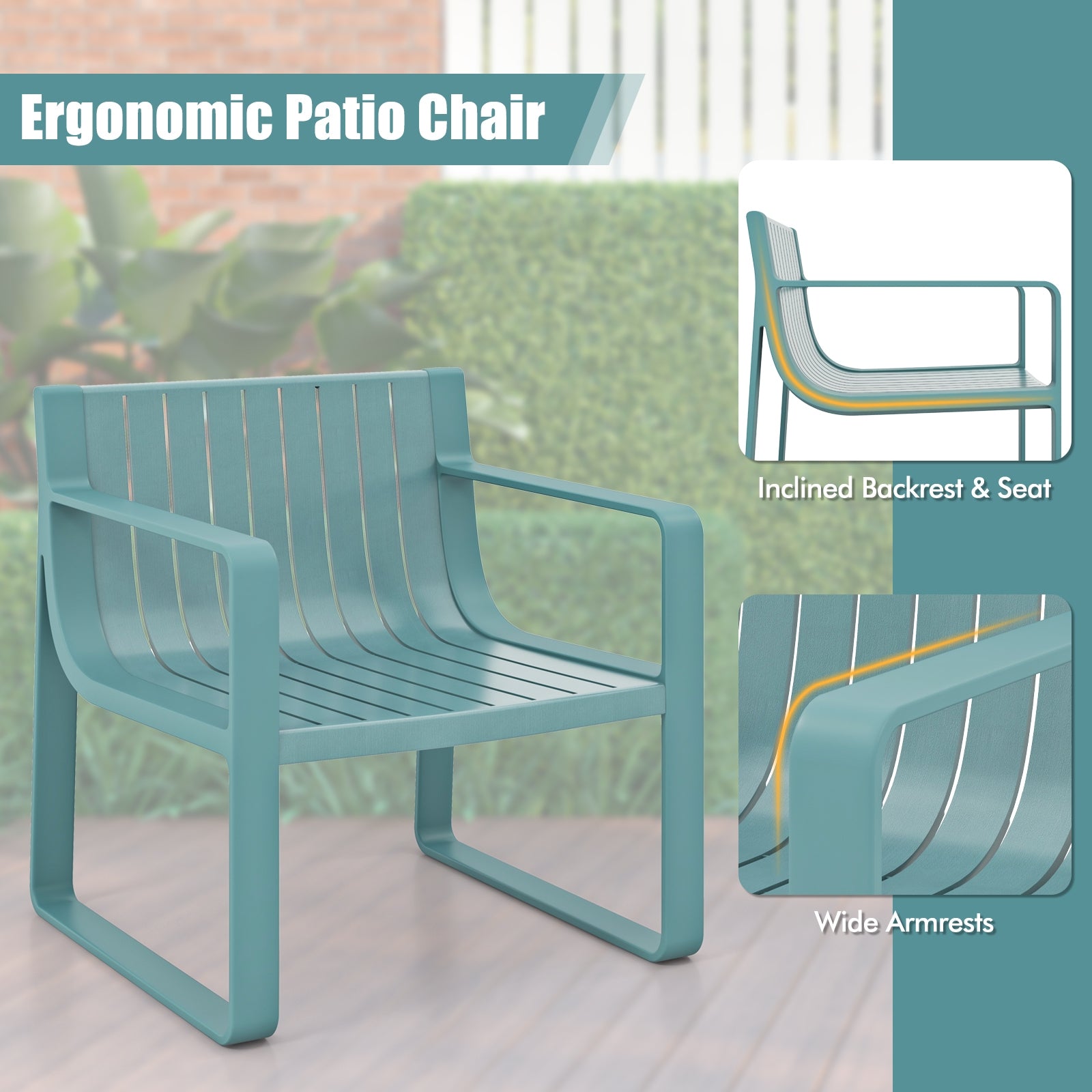 Patio Chairs Set Of 2, Curved Backrests And Seats, Blue Patio Dining Chairs at Gallery Canada