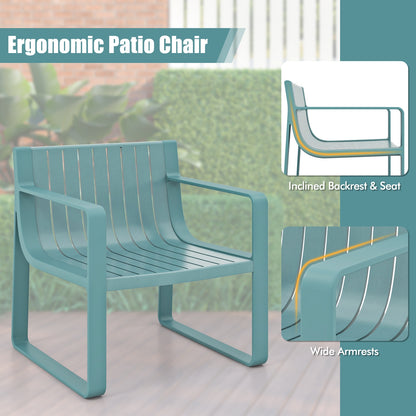 Patio Chairs Set Of 2, Curved Backrests And Seats, Blue Patio Dining Chairs at Gallery Canada
