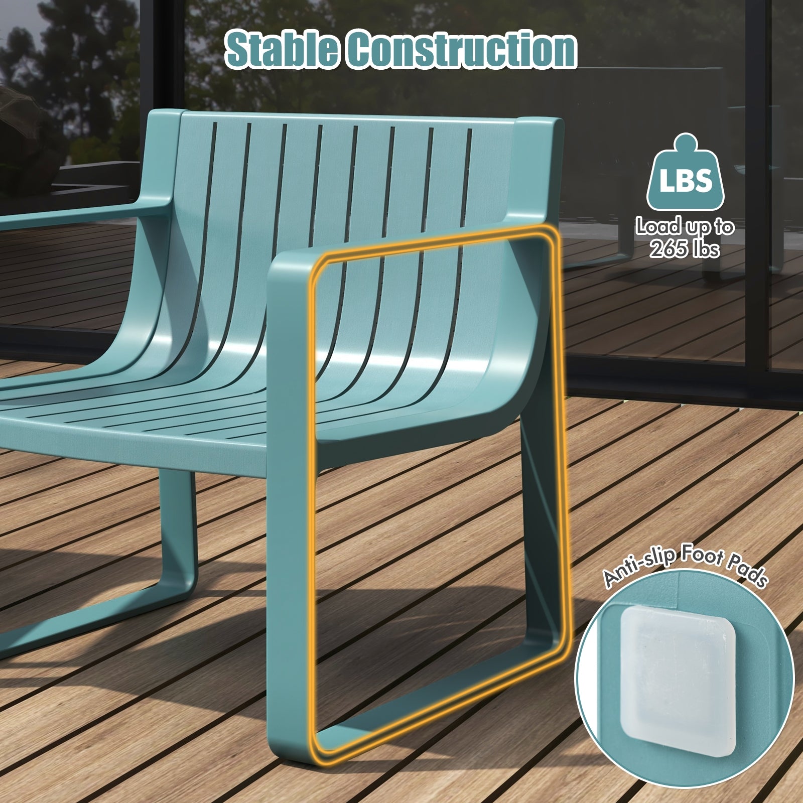 Patio Chairs Set Of 2, Curved Backrests And Seats, Blue Patio Dining Chairs at Gallery Canada