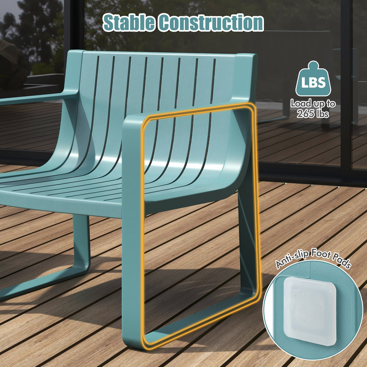 Patio Chairs Set Of 2, Curved Backrests And Seats, Blue Patio Dining Chairs at Gallery Canada