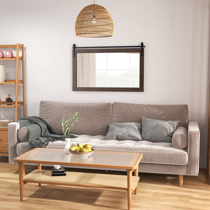 Rectangle Barn Door Wall Mirror, Solid Wood Frame, Walnut Wall Mirrors at Gallery Canada
