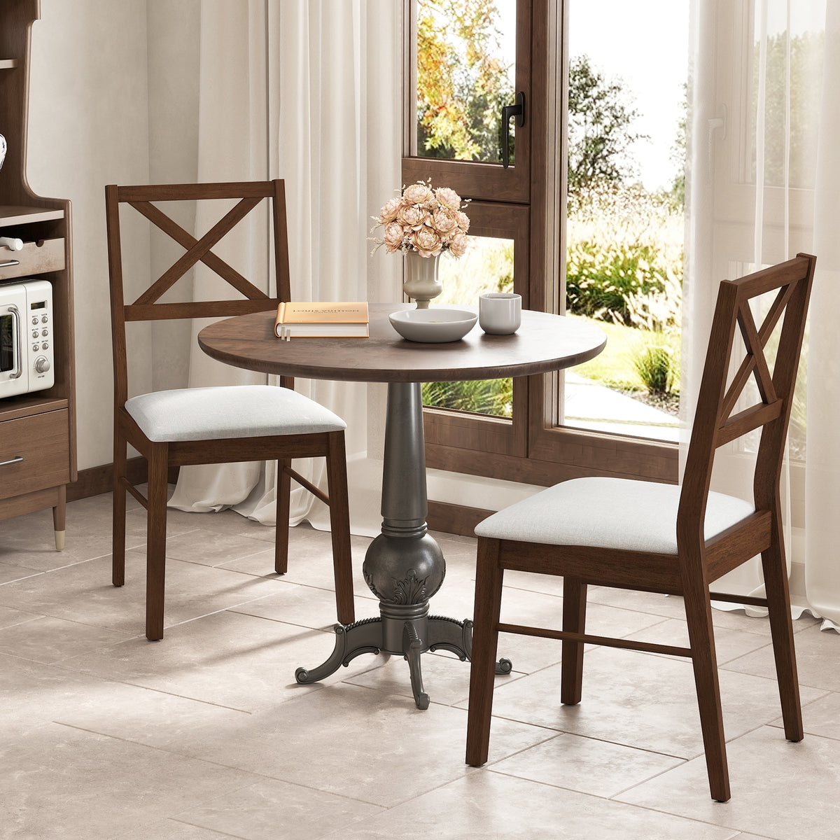 Upholstered Side Dining Chairs, Set of 2, Brown Dining Chairs at Gallery Canada