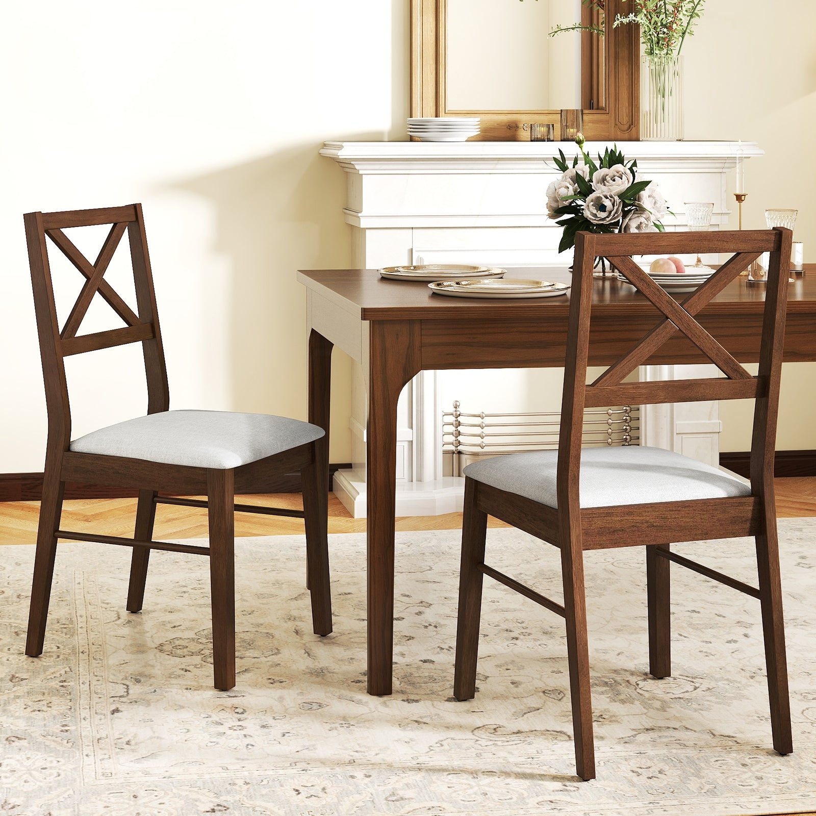 Upholstered Side Dining Chairs, Set of 2, Brown Dining Chairs at Gallery Canada