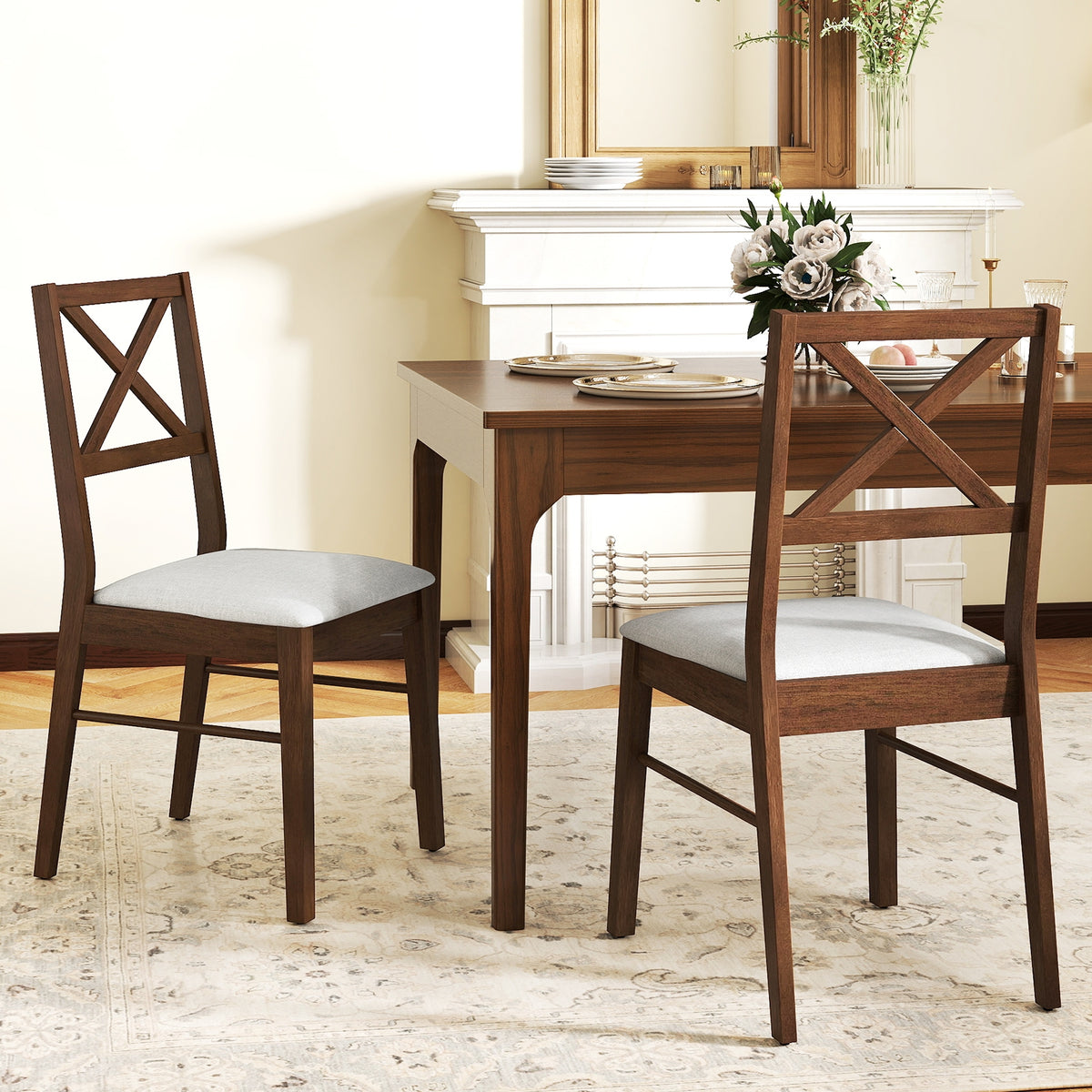Upholstered Side Dining Chairs, Set of 2, Brown Dining Chairs at Gallery Canada