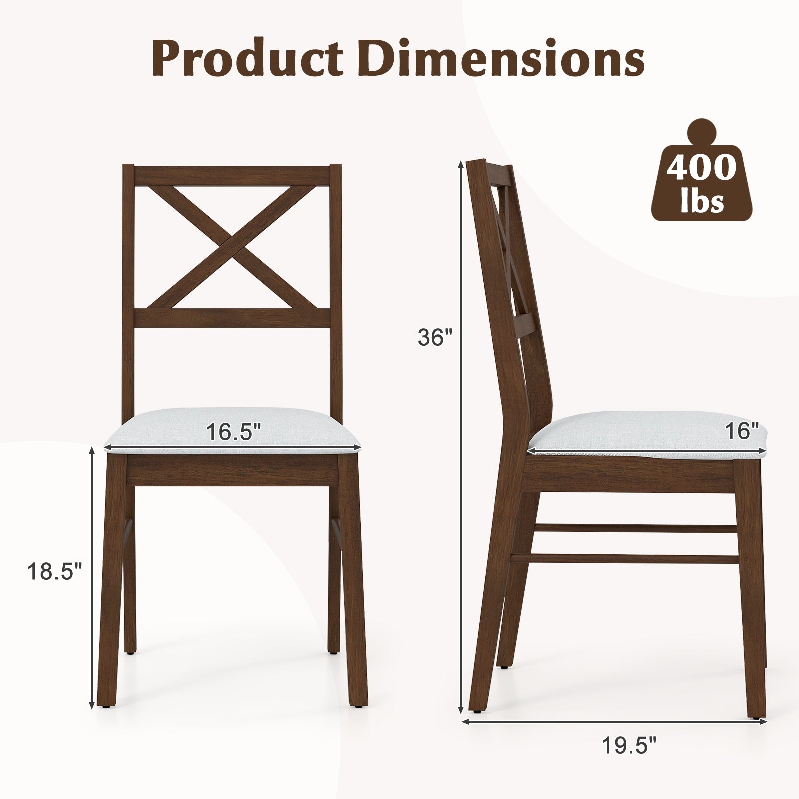 Upholstered Side Dining Chairs, Set of 2, Brown Dining Chairs at Gallery Canada