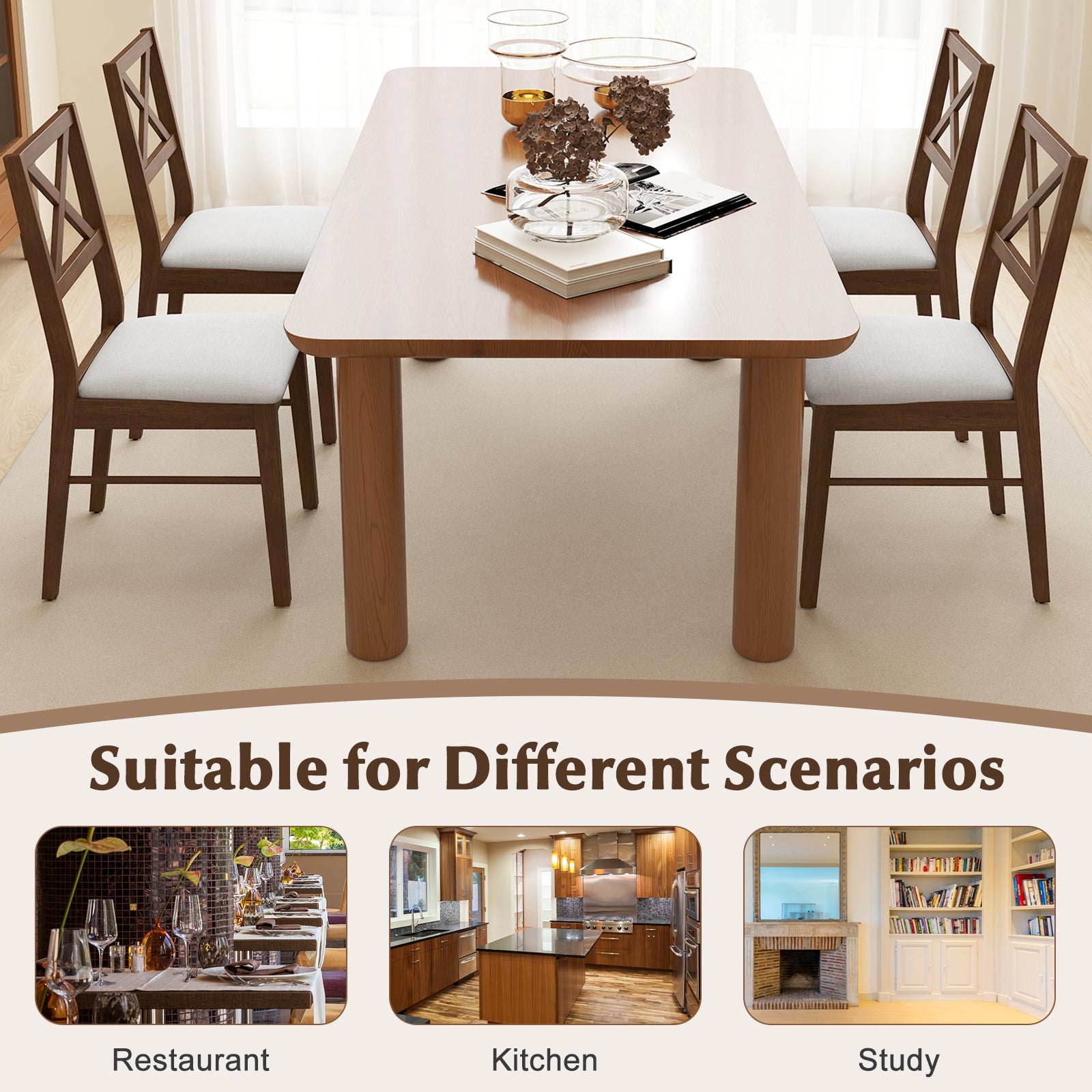 Upholstered Side Dining Chairs, Set of 2, Brown Dining Chairs at Gallery Canada