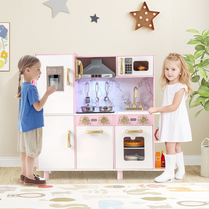 Wooden Kitchen Playset With Ice Maker, Sounds, Pink Play Kitchen Sets at Gallery Canada