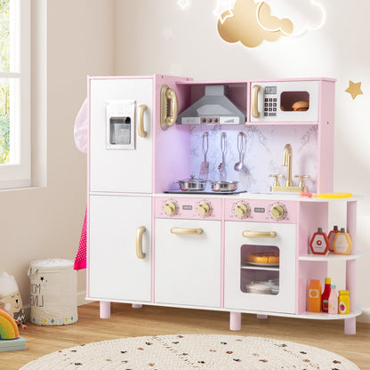 Wooden Kitchen Playset With Ice Maker, Sounds, Pink Play Kitchen Sets at Gallery Canada