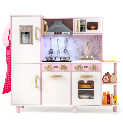 Wooden Kitchen Playset With Ice Maker, Sounds, Pink Play Kitchen Sets Pink at Gallery Canada