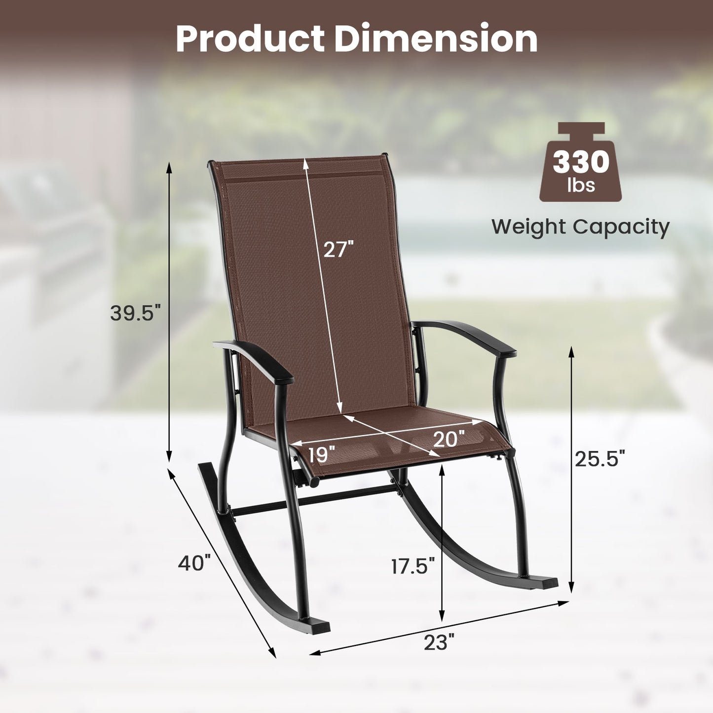 2 Outdoor Rocking Chairs, Breathable Backrest, Brown Patio Rocking Chairs & Gliders at Gallery Canada