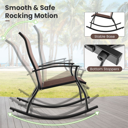 2 Outdoor Rocking Chairs, Breathable Backrest, Brown Patio Rocking Chairs & Gliders at Gallery Canada