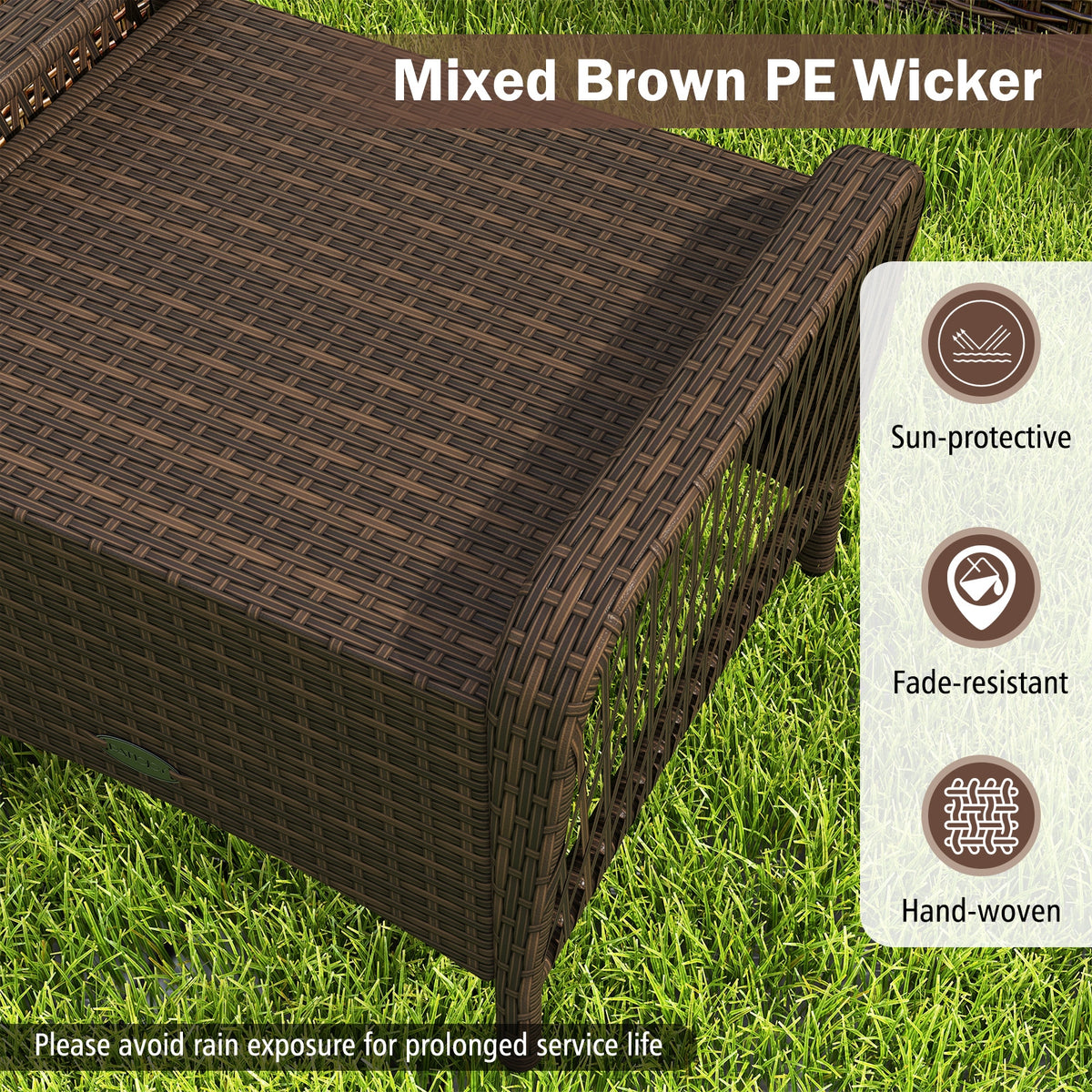 Set of 2 Outdoor Patio Ottomans, Removable Cushions, Beige Outdoor Seating & Patio Chairs at Gallery Canada