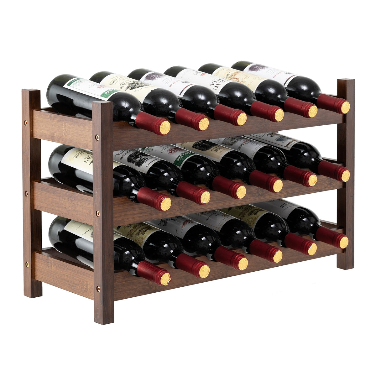 3-Tier Bamboo Countertop Wine Bottle Organizer Wine Racks at Gallery Canada