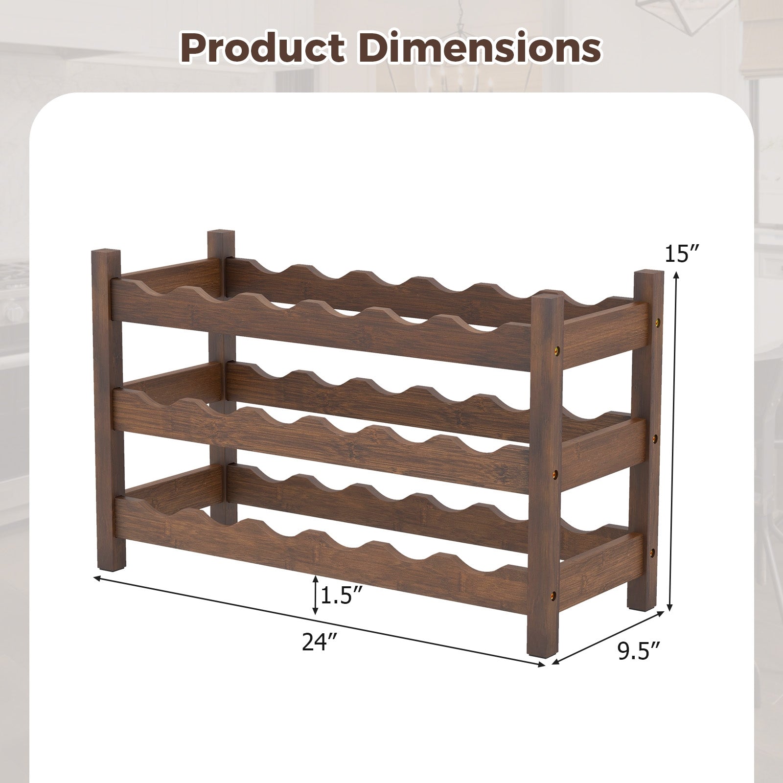 3-Tier Bamboo Countertop Wine Bottle Organizer Wine Racks at Gallery Canada