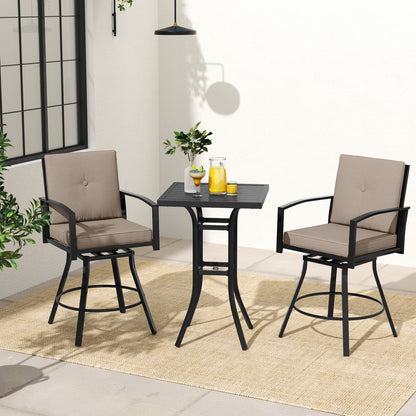 3 Piece Patio Swivel Bar Set, Soft Cushions, Umbrella Hole, Brown Patio Bar Furniture at Gallery Canada