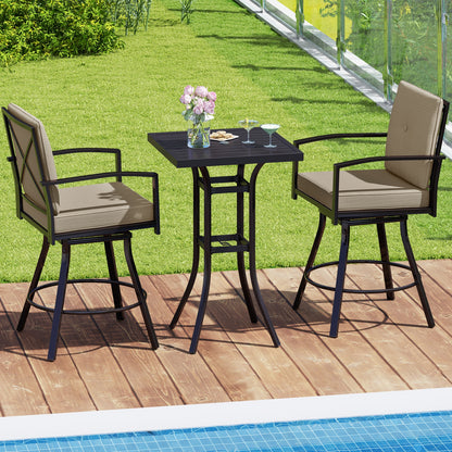 3 Piece Patio Swivel Bar Set, Soft Cushions, Umbrella Hole, Brown Patio Bar Furniture at Gallery Canada