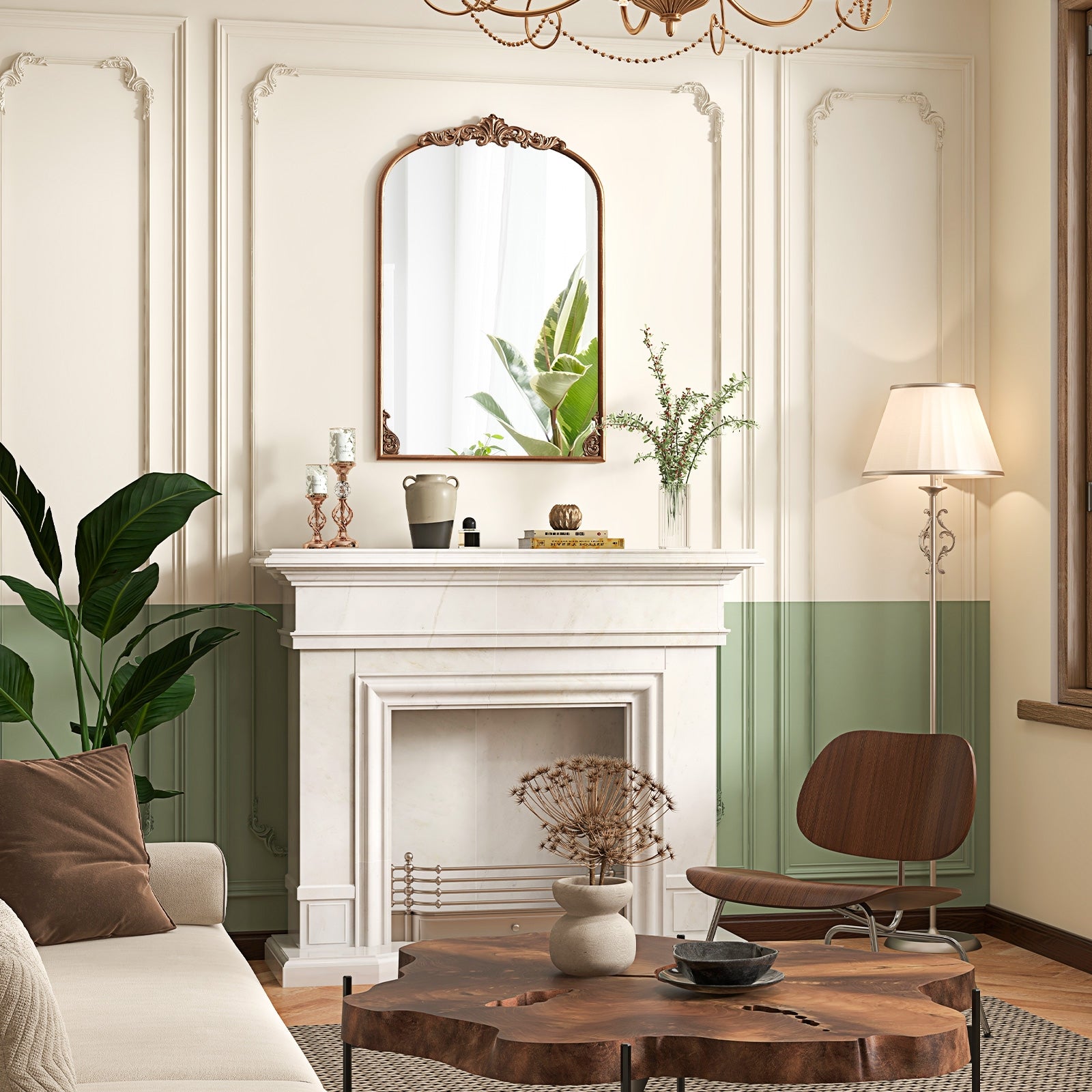 Arched Mirror, Vintage Ornate Baroque, Metal Frame, M, Gold Wall Mirrors at Gallery Canada
