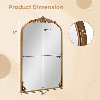 Arched Mirror, Vintage Ornate Baroque, Metal Frame, M, Gold Wall Mirrors at Gallery Canada